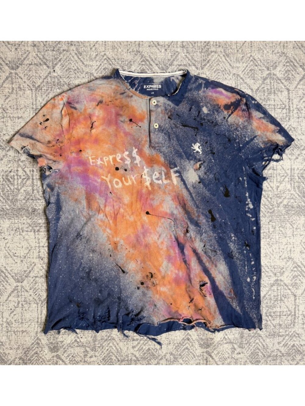 Express x Dro Lab Custom 1/1 Reworked Dyed Distressed Hand Treated Polo